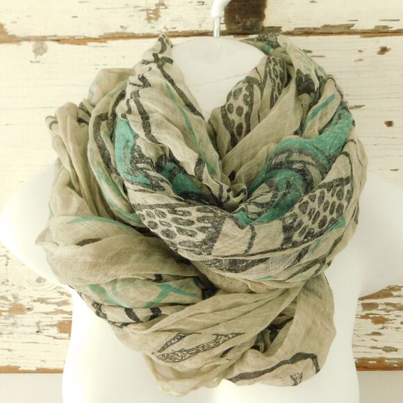 Affliction Live Fast Unisex GIANT Gauze Wrap Scarf 72x60 Beige Multicolor NWT - Picture 10 of 16